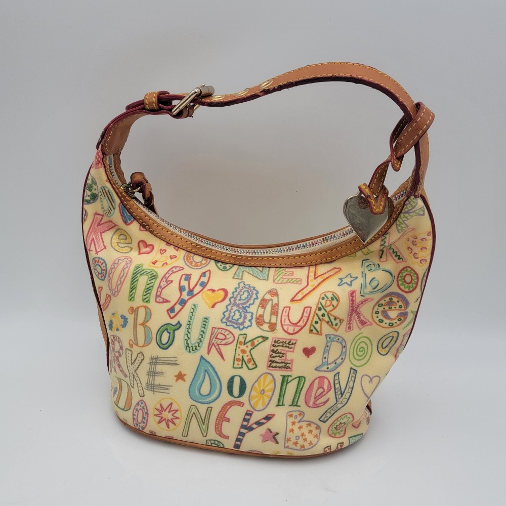 Dooney & Bourke Canvas Multicolor Bucket Shoulder Bag Purse Spring